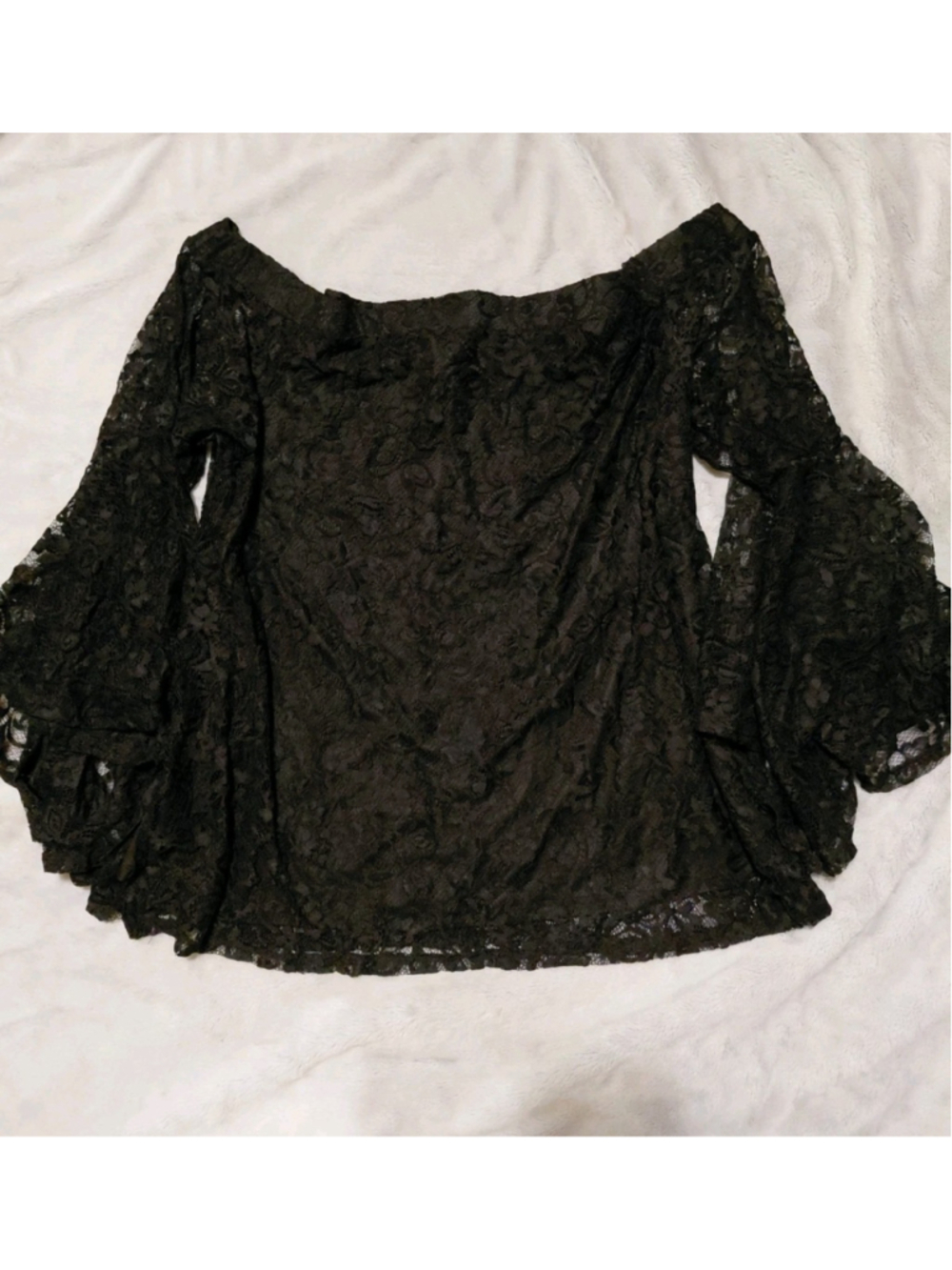 Torrid Plus Black Lace Lined Sheer Long Bell Sleeve Whimsical Boho Blouse 4X